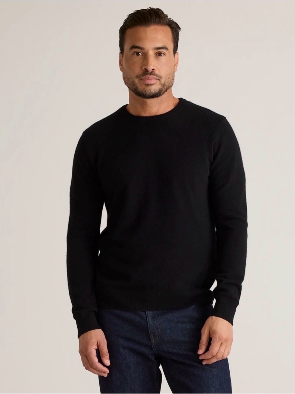 New Quince 100% Mongolian Cashmere Black Crewneck Sweater Quiet Luxury Large